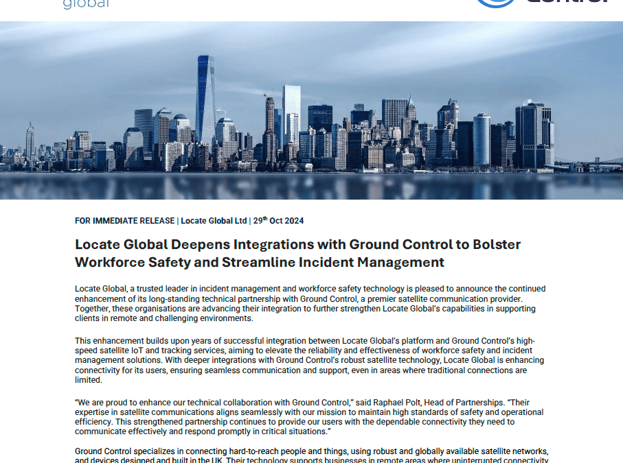 Locate Global Deepens Integrations with Ground Control to Bolster Workforce Safety